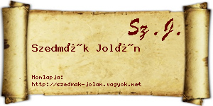 Szedmák Jolán névjegykártya